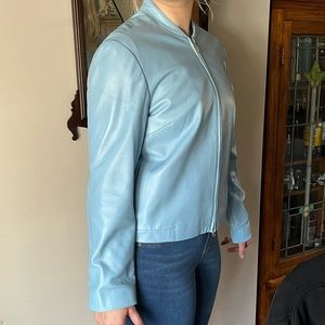 Leather Powder blue vintage Old Navy genuine leather coat sz L